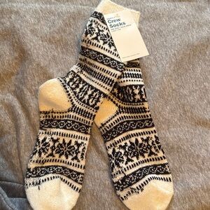 Black and White Patterned Crew Socks
